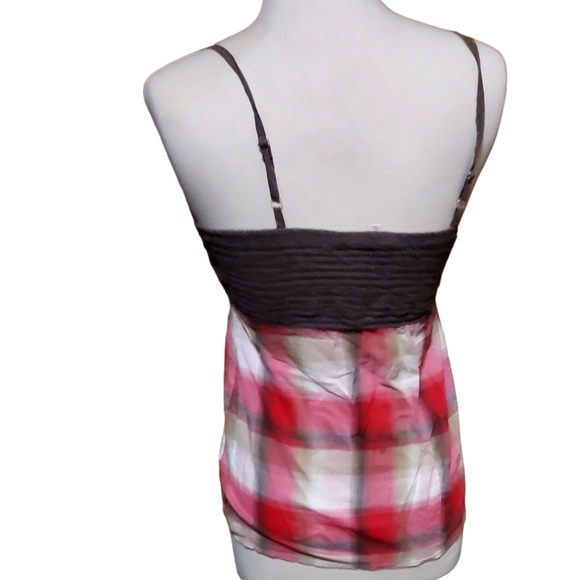 Maurices M Tank Top Shirt  Pkaid Red Vrown Vintage 90s Y2k Blouse dimensions pit - Picture 3 of 3